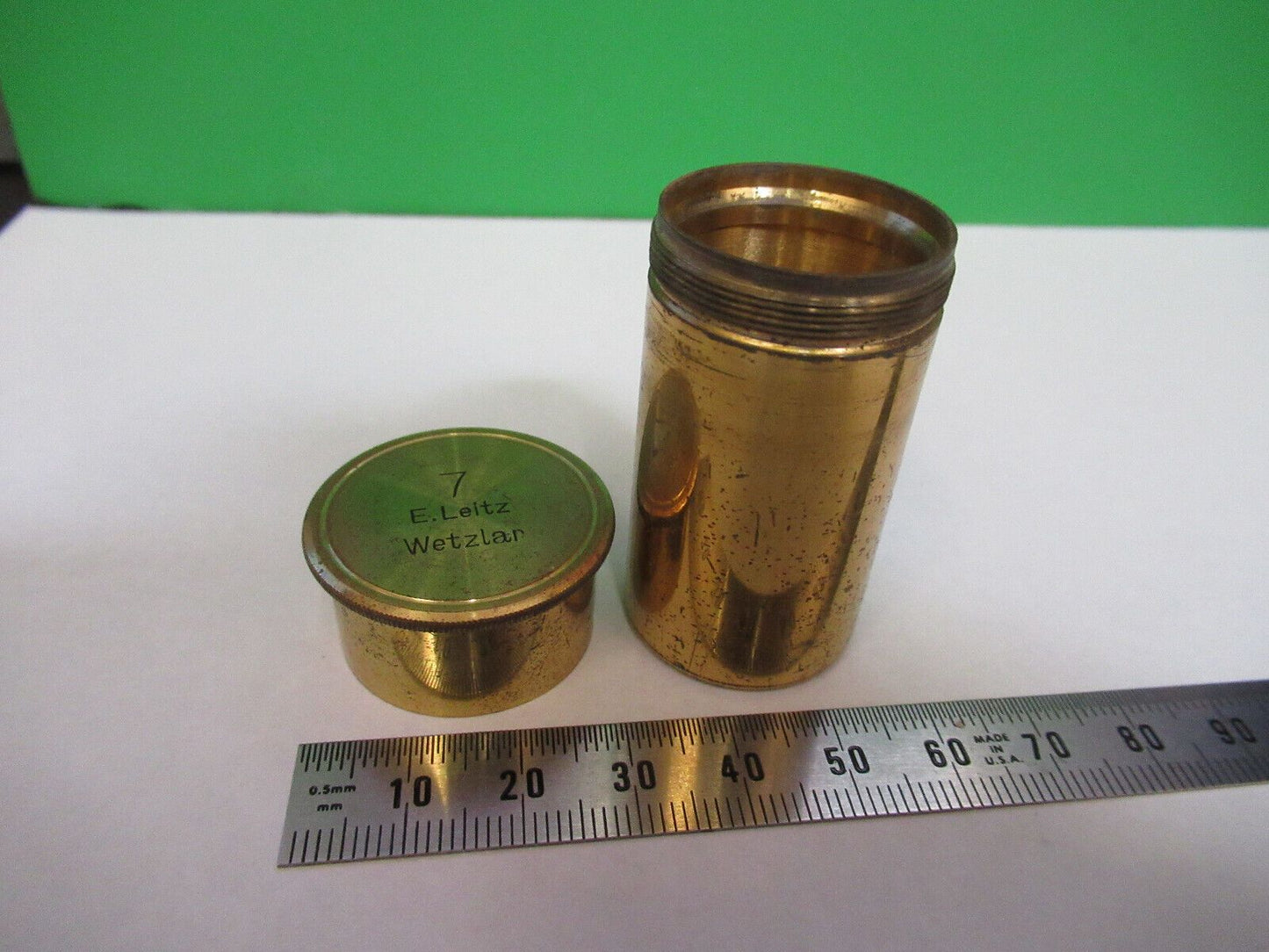 ANTIQUE BRASS ERNST LEITZ GERMANY EMPTY OBJECTIVE CANISTER AS PICTURED &G2-A-46