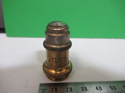 ANTIQUE ERNST LEITZ BRASS OBJECTIVE OPTICS MICROSCOPE PART AS PICTURED &Q9-A-34