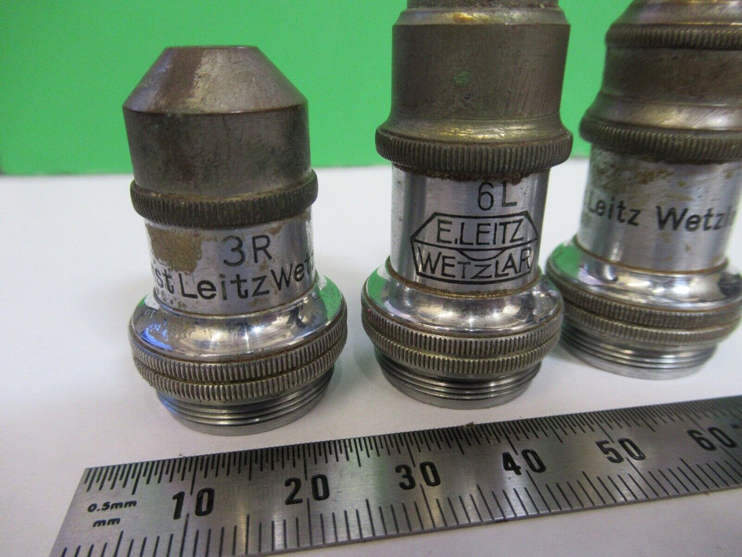 ANTIQUE LOT OBJECTIVES ERNST LEITZ OPTICS MICROSCOPE PART AS PICTURED Q7-B-09