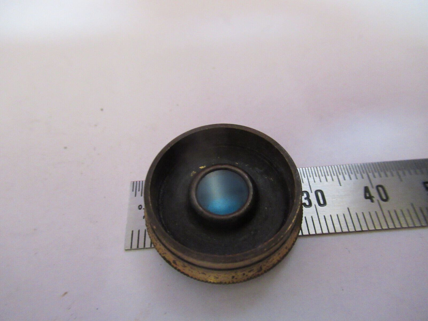 RARE BLUE FILTER OCULAR EYEPIECE LENS  MICROSCOPE PART AS PICTURED &S9-A-87