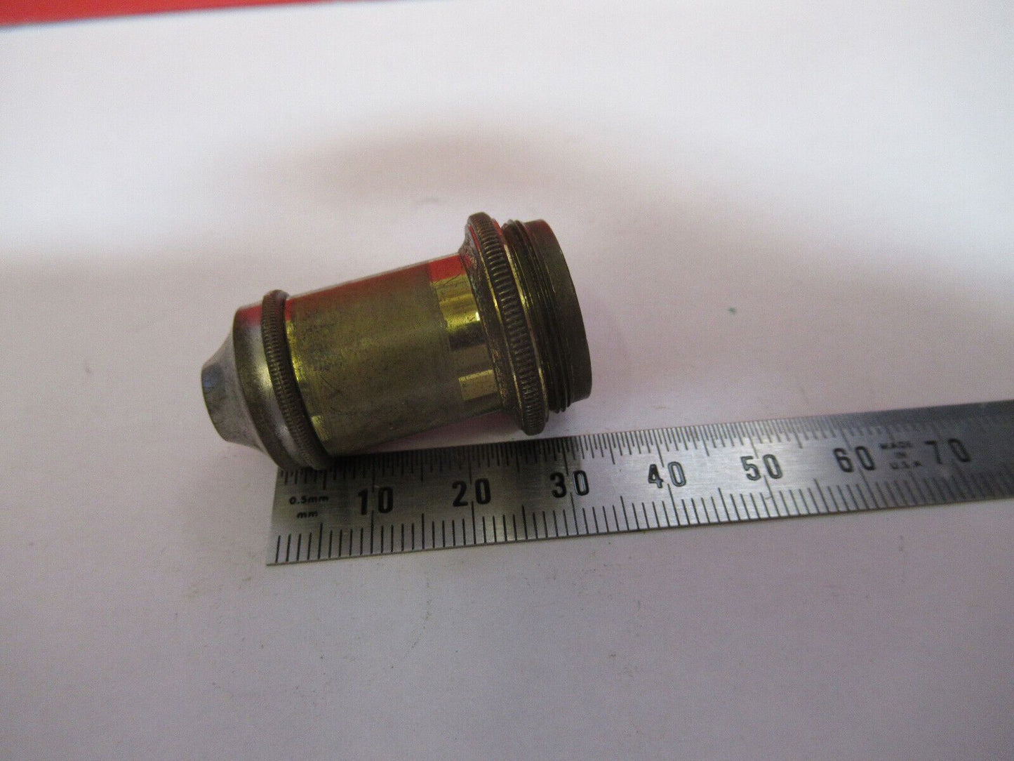 ANTIQUE  BRASS LEITZ GERMANY OBJECTIVE  "3" MICROSCOPE PART AS PICTURED G4-A-103