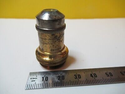 ANTIQUE OBJECTIVE BRASS LEITZ 3 OPTICS MICROSCOPE PART AS PICTURED &14-C-25