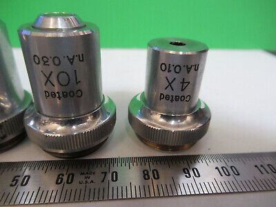 LOT 4 EA 4X 10X 40X 100X UNITRON OBJECTIVE MICROSCOPE PART AS PICTURED &R7-B-15