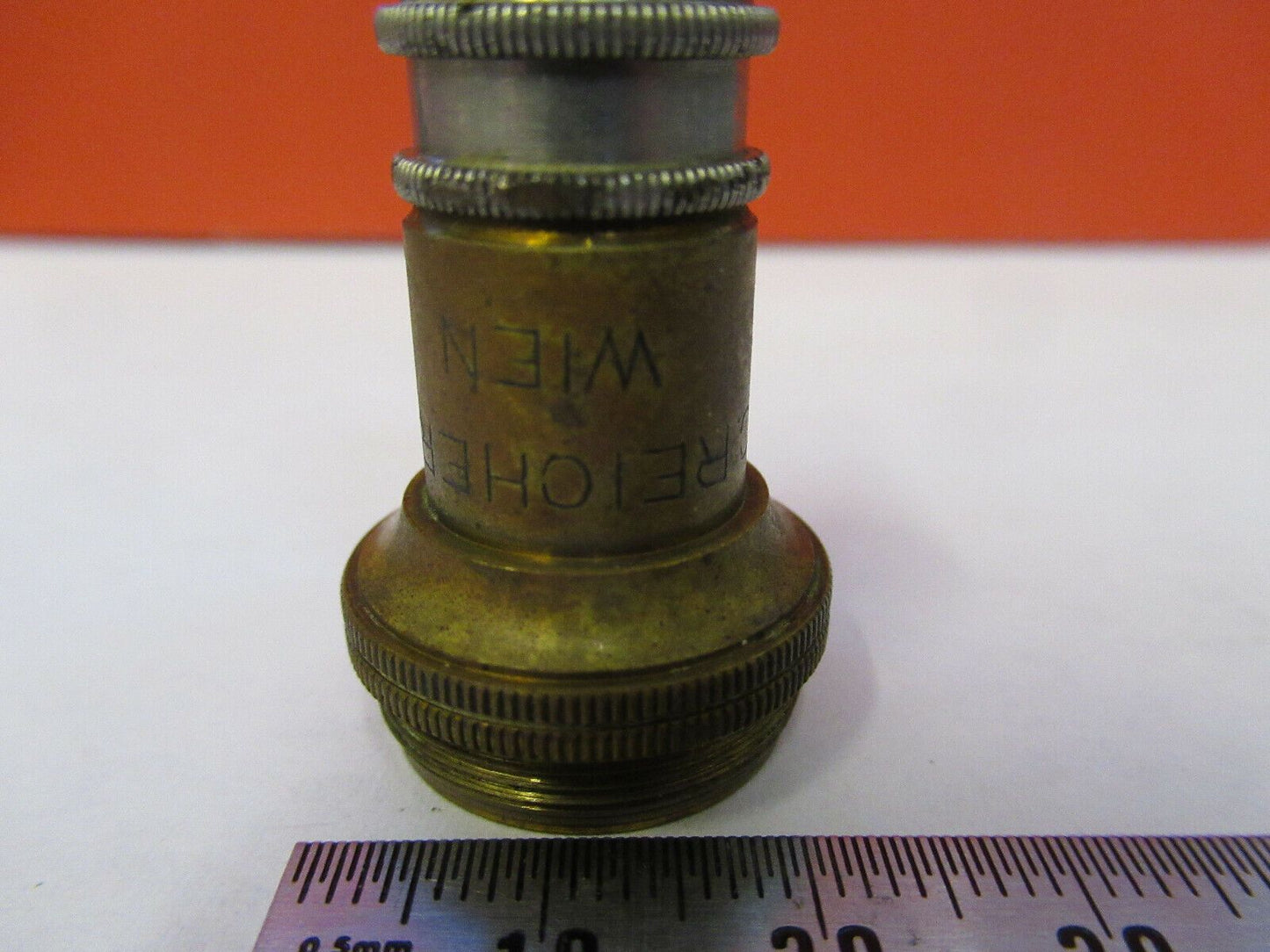 ANTIQUE BRASS CHARLES REICHERT WIEN AUSTRIA OBJECTIVE 7a MICROSCOPE PART 8Z-A-46