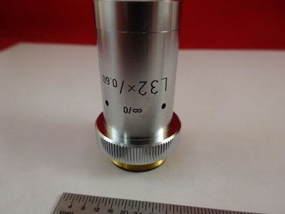 MICROSCOPE PART OBJECTIVE LEITZ WETZLAR GERMANY L32X OPTICS AS IS #F2-A-13