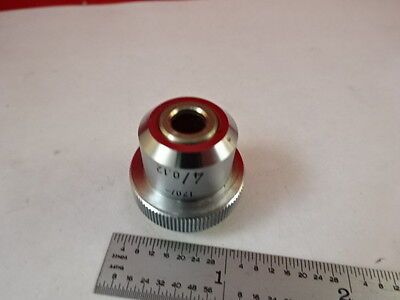 MICROSCOPE PART OBJECTIVE LEITZ WETZLAR GERMANY 4X OPTICS AS IS B#U1-B-09