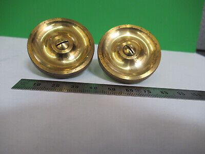 ANTIQUE ERNST LEITZ WETZLAR SET BRASS KNOBS MICROSCOPE PART AS PICTURED &Z9-A-82