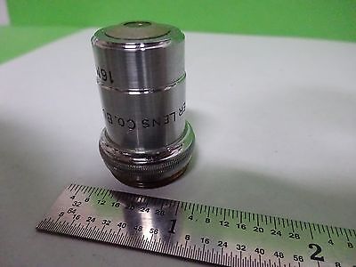 MICROSCOPE PART OBJECTIVE SPENCER 16 mm 10X OPTICS AS IS BIN#Y2-27