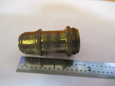 ANTIQUE BRASS ERNST LEITZ 2mm OBJECTIVE MICROSCOPE PART AS PICTURED &7B-B-15