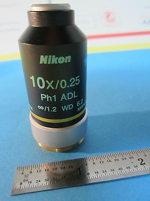 OPTICAL MICROSCOPE OBJECTIVE NIKON JAPAN 10X PH1 ADL NICE OPTICS BIN#A8-07