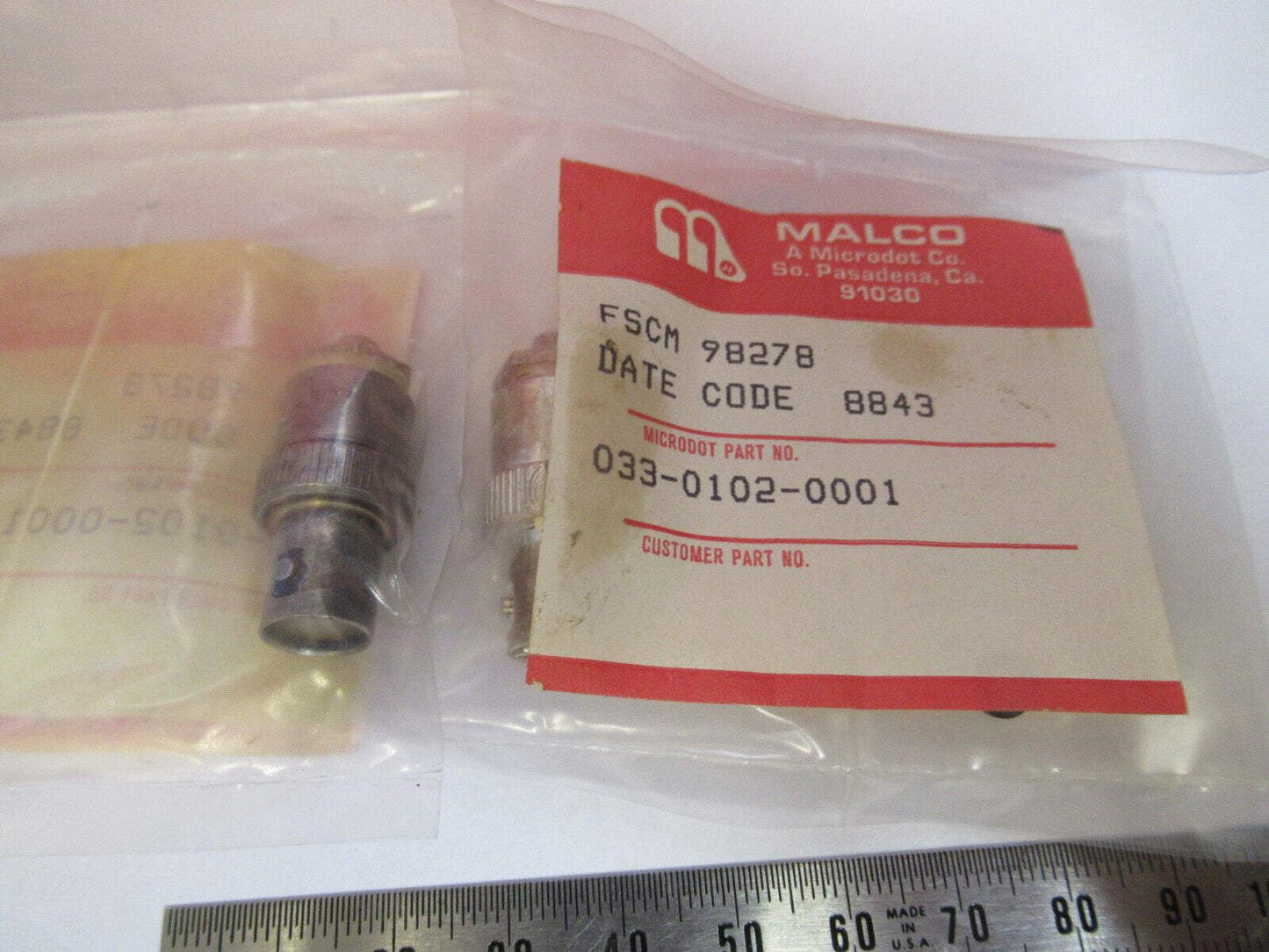 LOT 2 EA CONNECTOR ADAPTER BNC TO 10-32 MICRODOT for SENSOR AS PICTURED &G4-A-07