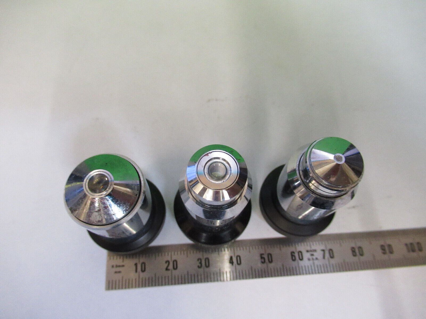 LOT 3 EA WILD M20 OBJECTIVE 10X 40X 100X MICROSCOPE PART AS PICTURED #R1-B-33