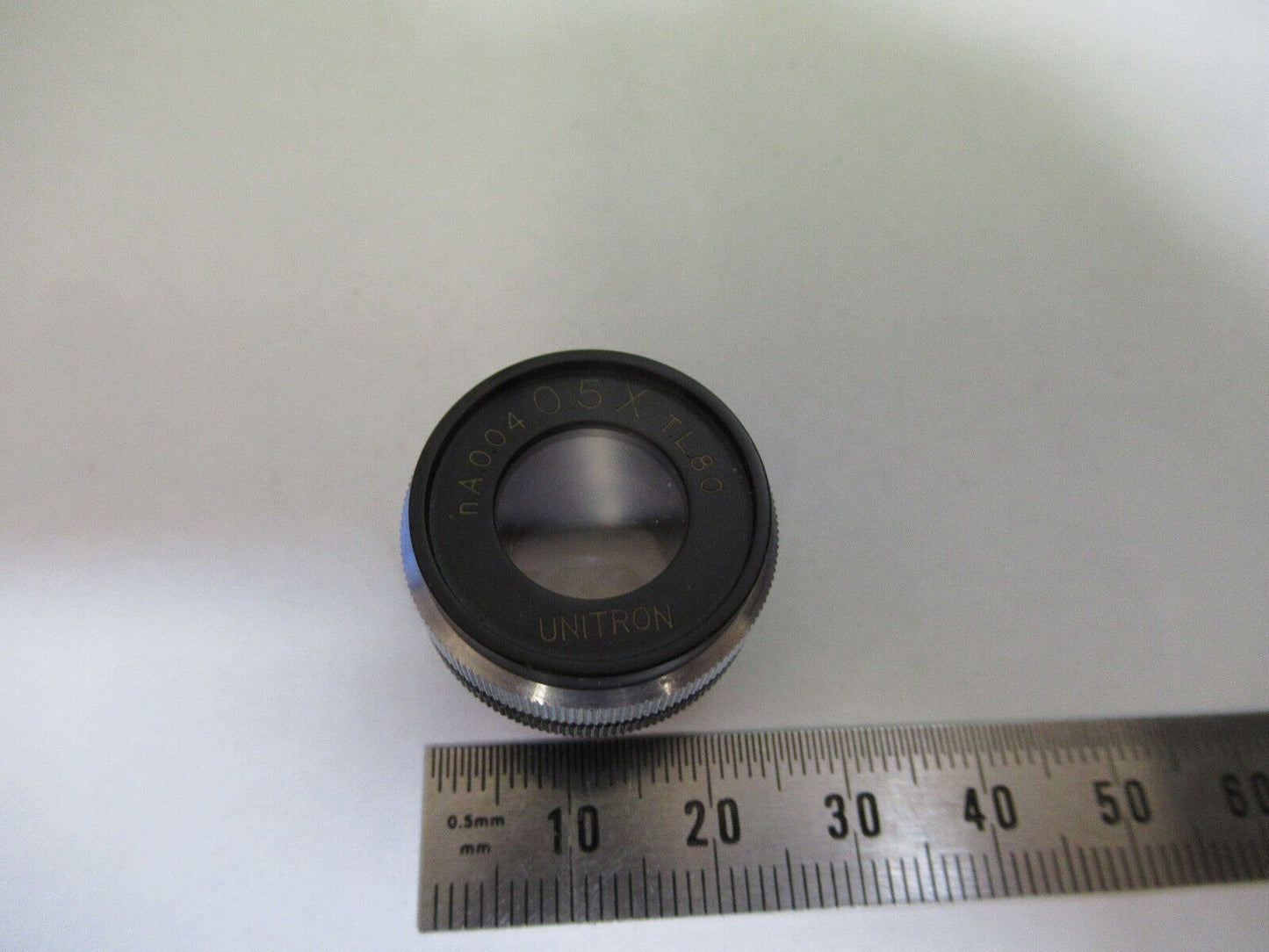 UNITRON JAPAN OBJECTIVE 0.5X + IRIS   LENS MICROSCOPE PART AS PICTURED Q7-A-44