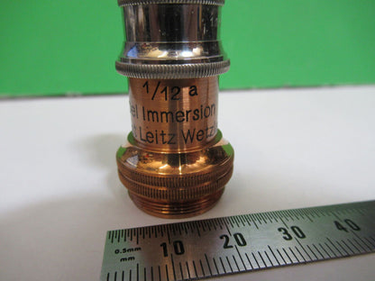 ANTIQUE BRASS ERNST LEITZ  1/12 a OBJECTIVE MICROSCOPE AS PICTURED #H3-A-23