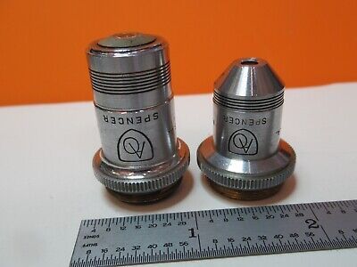 PAIR SPENCER OBJECTIVE LENS 43X 10X OPTICS for MICROSCOPE AS PICTURED &16-C-36