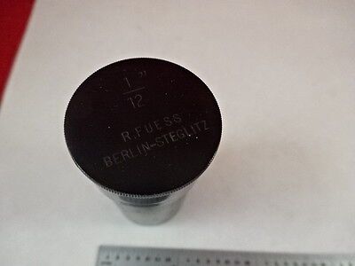 EMPTY ANTIQUE MICROSCOPE OBJECTIVE CONTAINER R. FUESS BERLIN 1/12 AS IS #Q5-A-05