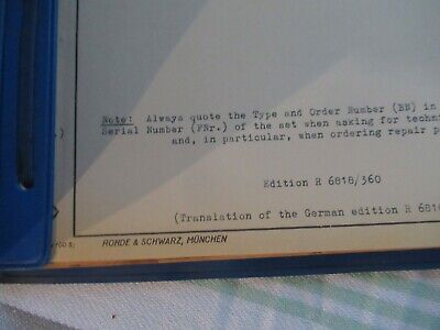 COLLECTABLE RARE ROHDE SCHWARZ XSA QUARTZ FREQUENCY STANDARD MANUAL 1960 &BIBLI