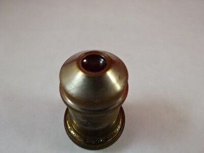 MICROSCOPE PART ANTIQUE BRASS OBJECTIVE LEITZ GERMANY 3 OPTICS AS IS N5-A-10