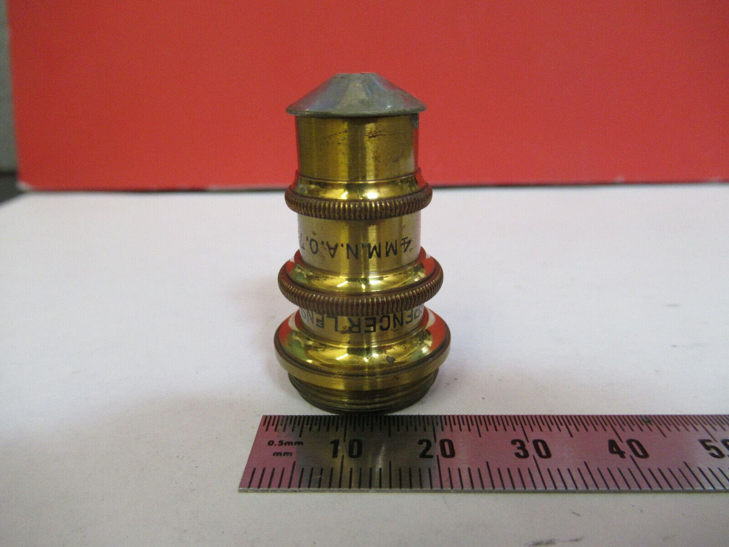 ANTIQUE BRASS SPENCER OBJECTIVE 44X  MICROSCOPE PART AS PICTURED &P8-A-80