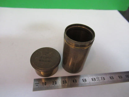 ANTIQUE BRASS LEITZ "2" CANISTER OBJECTIVE MICROSCOPE PART AS PICTURED P2-B-104