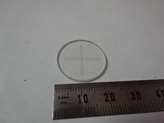 RETICLE CROSSHAIR + MICROMETER GLASS OPTICAL MICROSCOPE PART OPTICS AS IS U7-A16