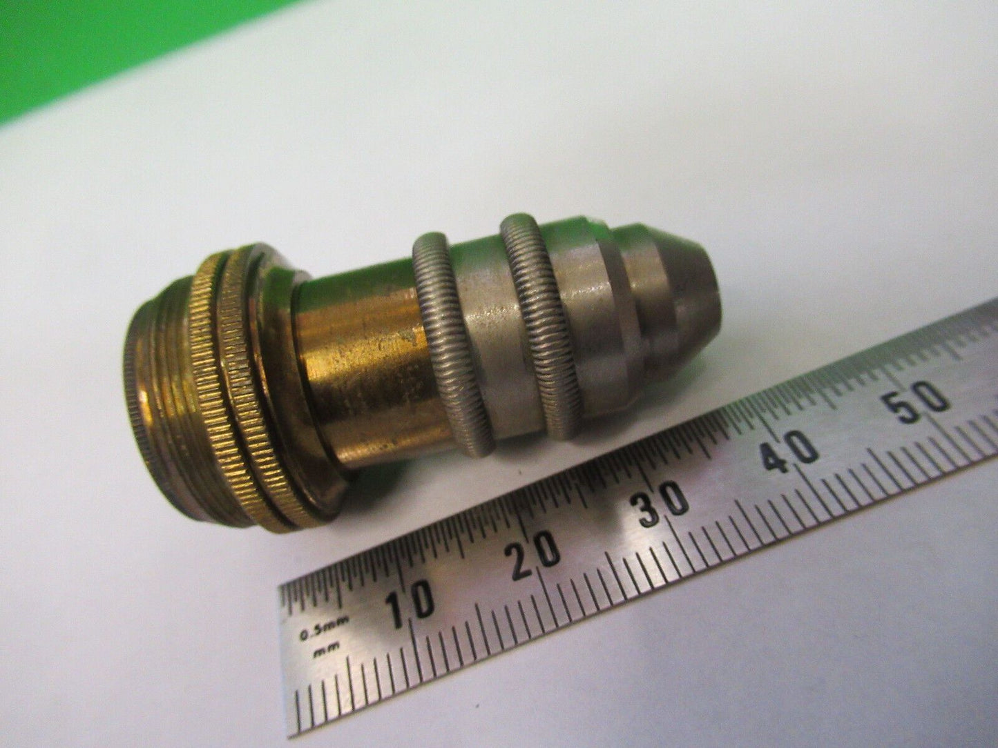 ANTIQUE BRASS UNKNOWN OBJECTIVE LENS MICROSCOPE PART AS PICTURED Z4-B-55