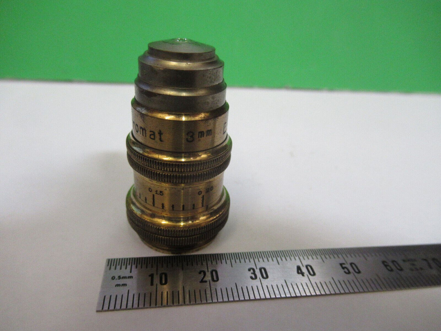 ANTIQUE BRASS ERNST LEITZ APO 3mm OBJECTIVE MICROSCOPE PART AS PICTURED #H3-A-57