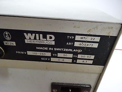 WILD SWISS LAMP POWER SUPPLY ILLUMINATOR MODELL MTR 22 AS IS BIN#TC-1