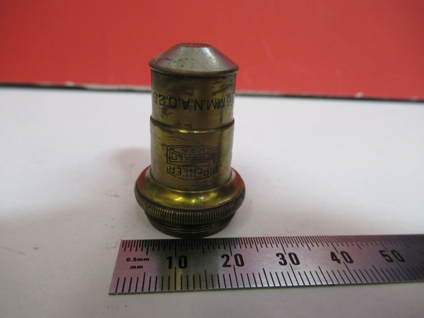 ANTIQUE BRASS SPENCER 16mm OBJECTIVE MICROSCOPE PART AS PICTURED &S9-A-58