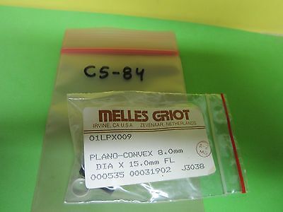 OPTICAL MELLES GRIOT LENS PLANO CONVEX 8mm DIAMETER FL 15mm LASER OPTICS B#C5-84