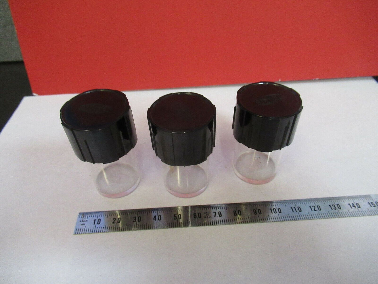 OLYMPUS JAPAN LOT 3 EA EMPTY OBJECTIVE CANS MICROSCOPE PART AS PICTURED #P8-A-44