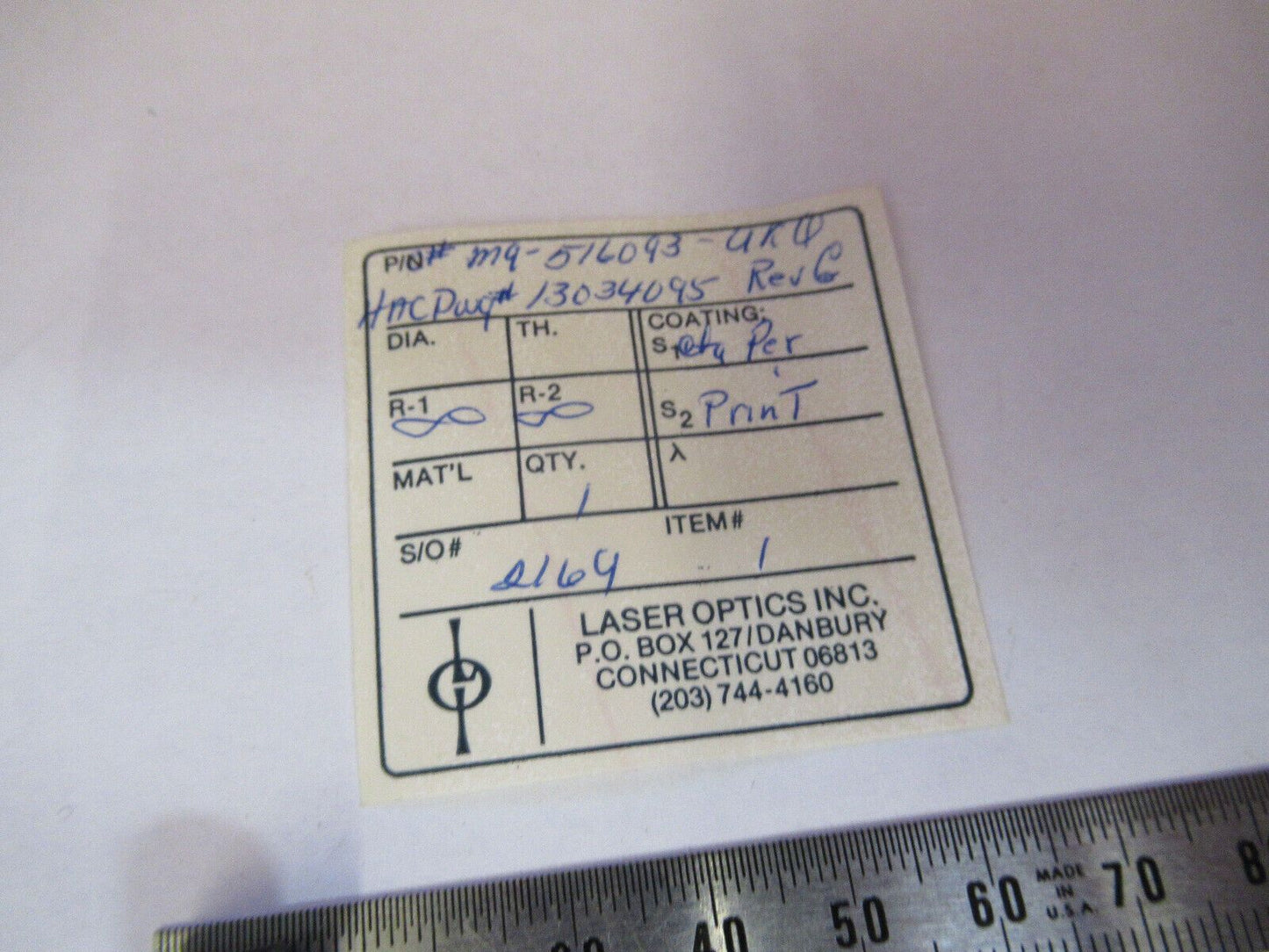 OPTICAL RARE MIL SPEC INFRARED LENS LASER OPTICS AS PICTURED Q5-B-59