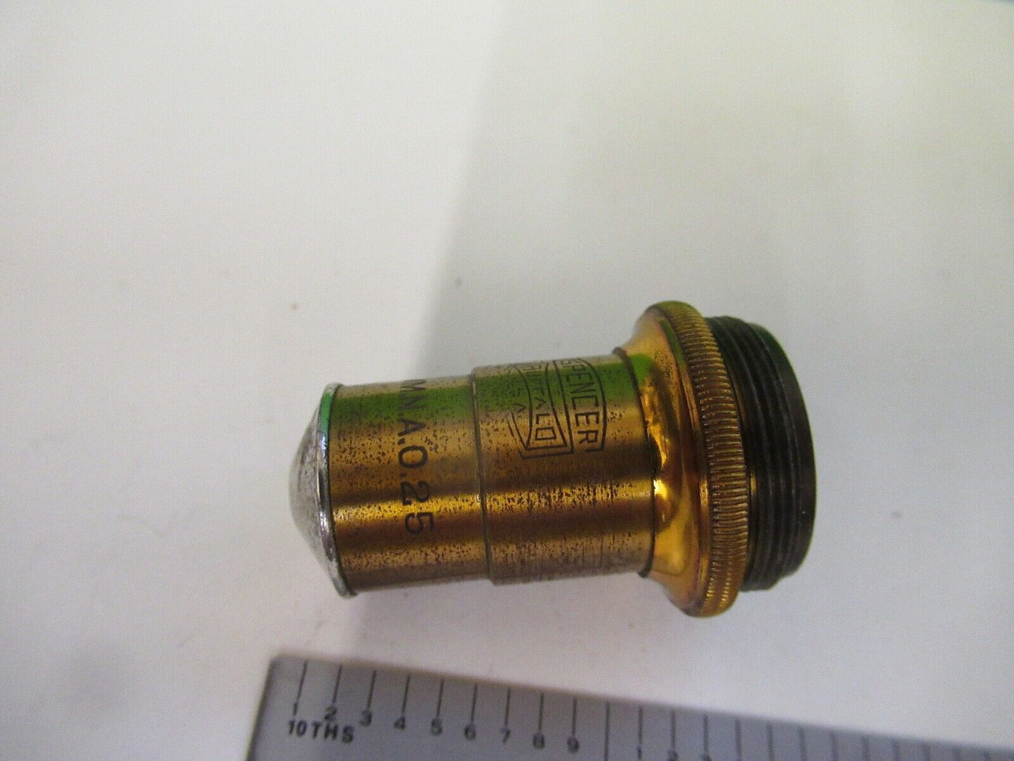 ANTIQUE SPENCER BUFFALO BRASS OBJECTIVE 10X MICROSCOPE PART AS PICTURED &80-A-13