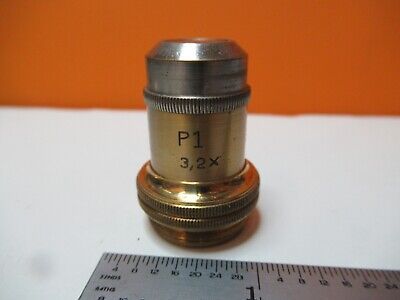 ANTIQUE LEITZ GERMANY POL OBJECTIVE 3.2X P1 MICROSCOPE OPTICS AS PIC &16-B-11