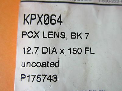 OPTICAL NEWPORT BK7 PLANO CONVEX LENS  12.7 mm DIA FL 150 mm LASER OPTICS BIN#D7