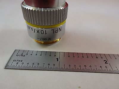 MICROSCOPE PART OBJECTIVE LEITZ GERMANY 10X NPL OPTICS AS IS BIN#R2-C-18