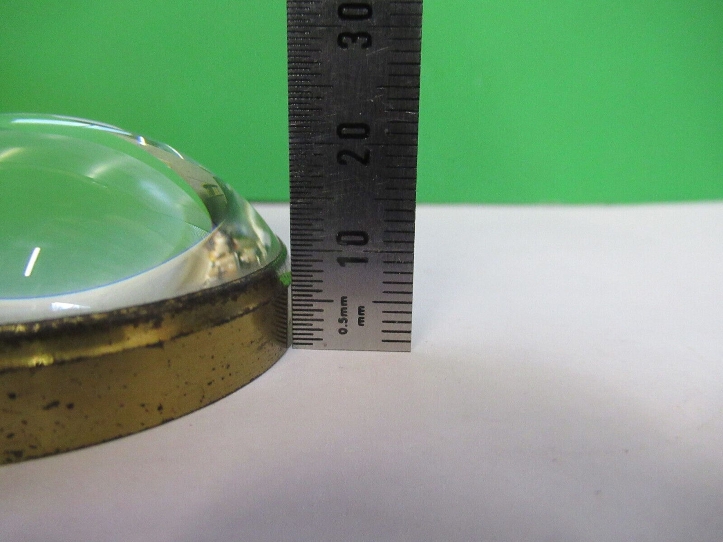 ANTIQUE BRASS MOUNTED CONVEX LENS GLASS MICROSCOPE PART AS PICTURED &R6-A-12