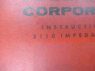 ENDEVCO VINTAGE INSTRUCTIONS MANUAL 2110 IMPEDANCE HEAD AS PICTURED &50-FT-03