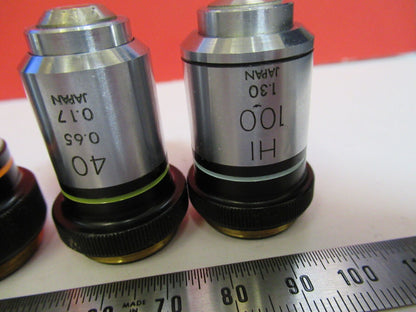 LOT OBJECTIVES LENSES OLYMPUS JAPAN OPTICS MICROSCOPE PART AS PICTURED y7-b-12