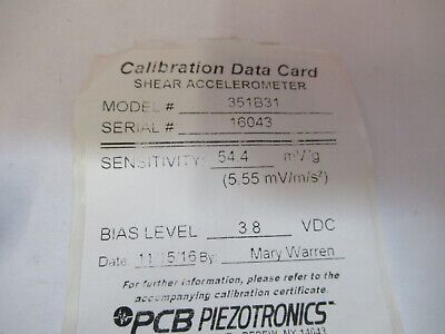 PCB PIEZOTRONICS MODEL 351B31 ACCELEROMETER 50mV/g LOW BIAS VIBE SENSOR Q1-A-26