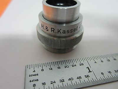 MICROSCOPE PART OBJECTIVE HERTEL KASSEL 4X OPTICS AS IS BIN#K9-47-A