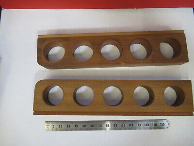 ANTIQUE BAUSCH LOMB WOOD HOLDERS for cabinet MICROSCOPE PART AS PICTURED P8-A-52