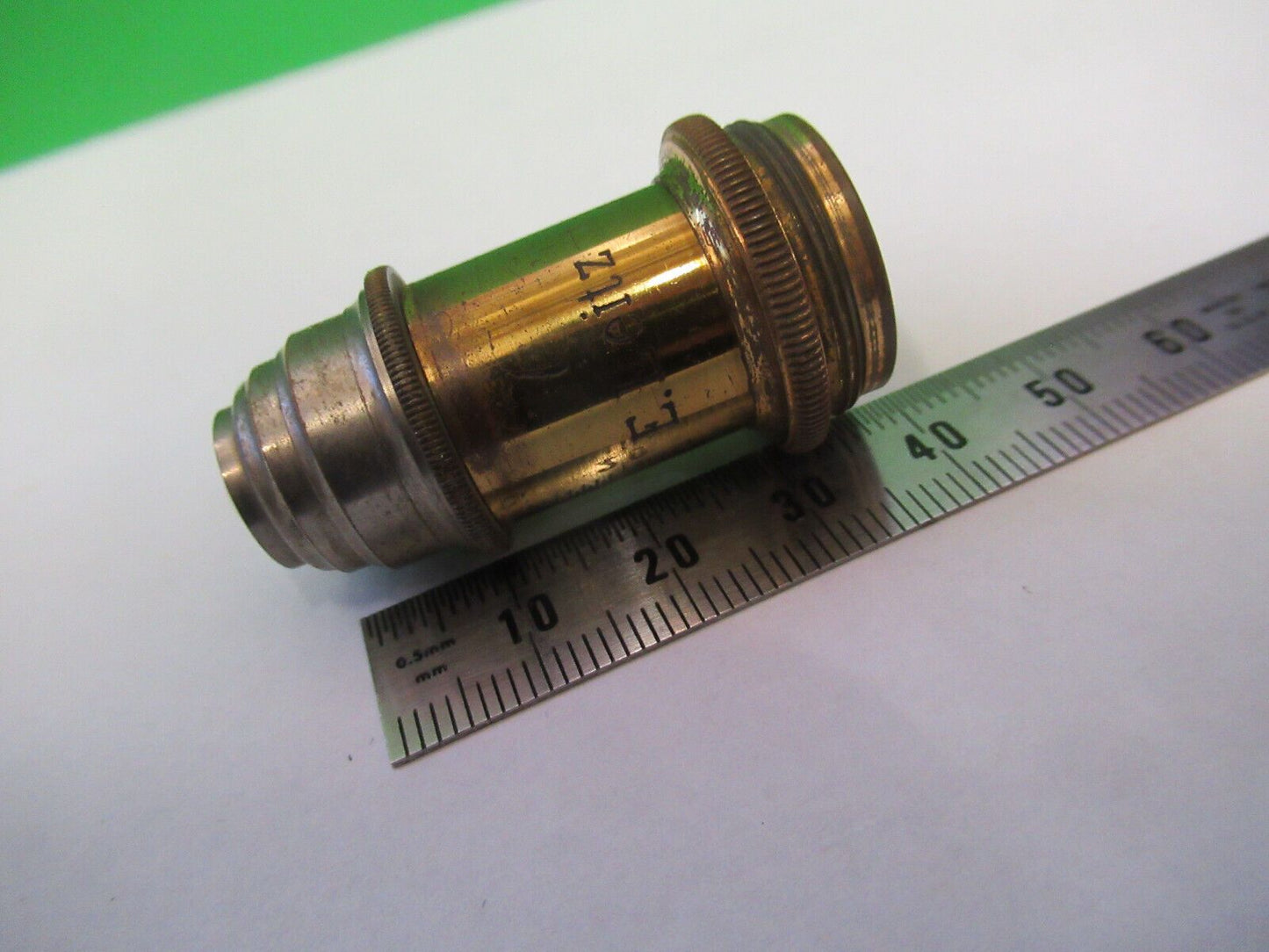 ANTIQUE BRASS E. LEITZ OBJECTIVE LENS "7" MICROSCOPE PART AS PICTURED Z4-B-57