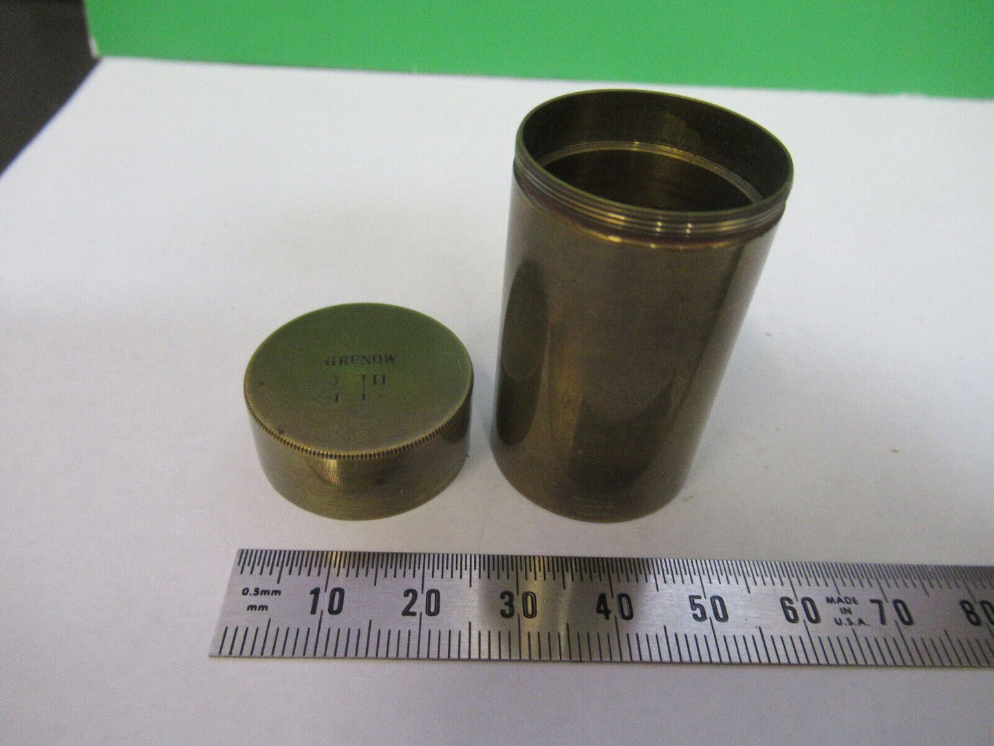 ANTIQUE BRASS GRUNOW RARE EMPTY OBJECTIVE CANISTER AS PICTURED &R9-B-06