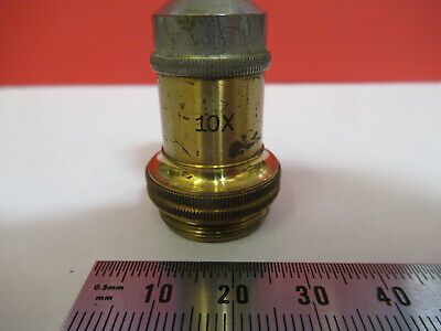 ANTIQUE ERNST LEITZ BRASS OBJECTIVE 10X MICROSCOPE PART AS PICTURED &B1-B-21