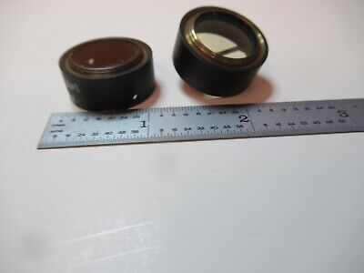 ANTIQUE MICROSCOPE PART PAIR FILTER LENS PB24330-1 UNKNOWN AS PICTURED &16-B-30