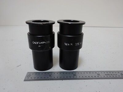 MICROSCOPE PART LOT EYEPIECES OLYMPUS 15X + RETICLE OPTICS AS IS BIN#N8-H-04