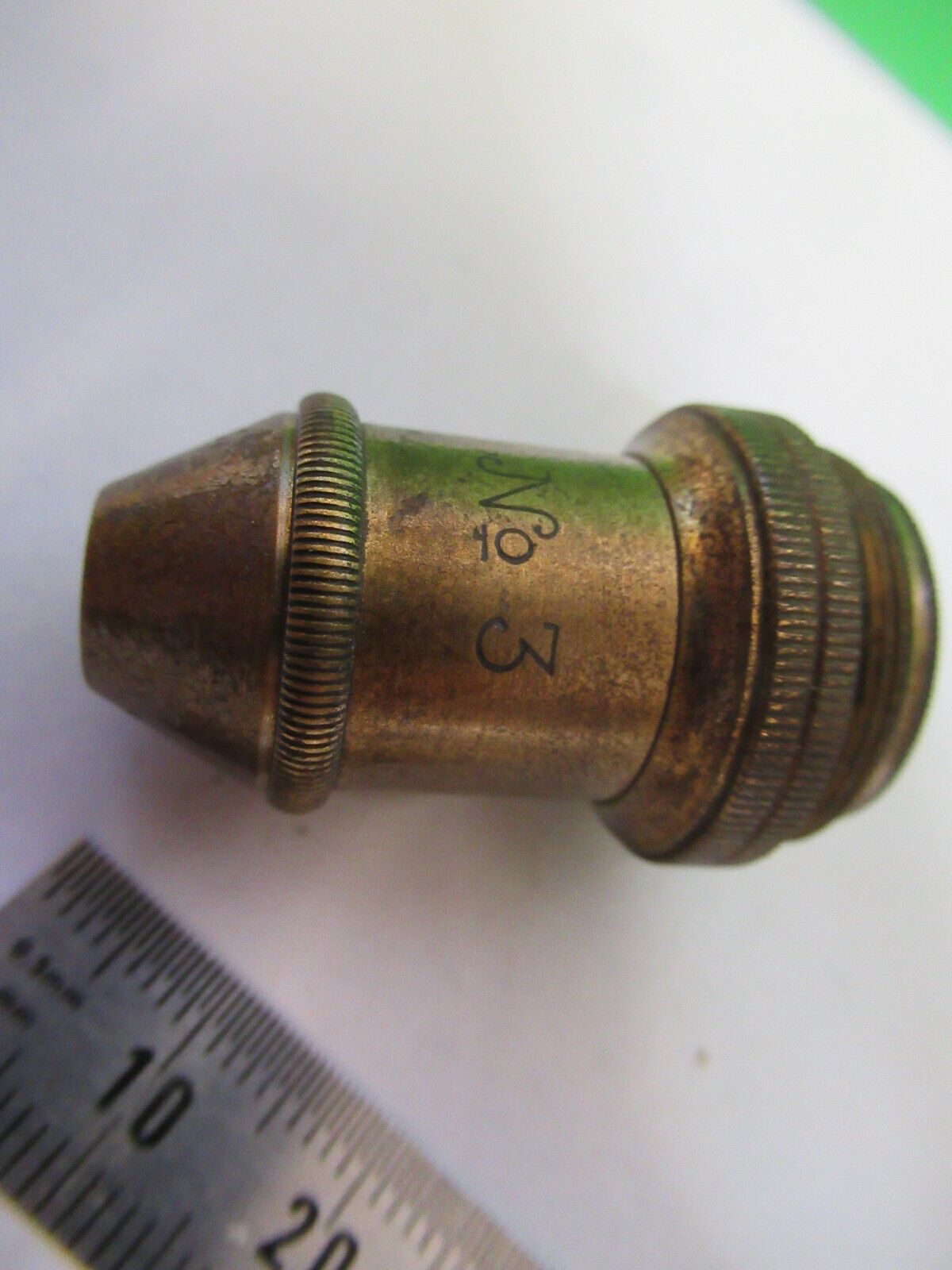 ANTIQUE BRASS REICHERT AUSTRIA "3" OBJECTIVE MICROSCOPE PART AS PICTURED F3-B-29