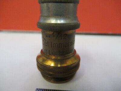 ANTIQUE ERNST LEITZ BRASS OBJECTIVE MICROSCOPE PART OPTICS AS PICTURED &13-FT-39