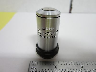 MICROSCOPE PART OBJECTIVE CARL ZEISS 100X PLANACHROMAT OPTICS BIN#H6-06